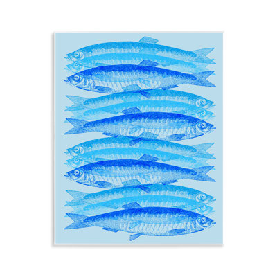 Blue Layered Fish Wall Plaque Art by Daphne Polselli