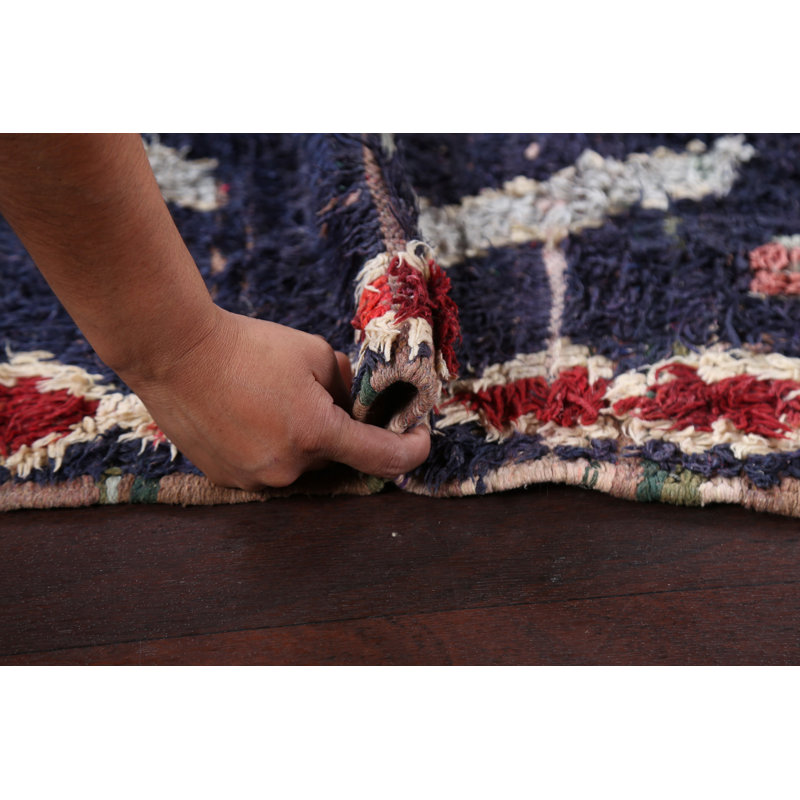Tapis marocain bleu marine noué à la main 3 x 6