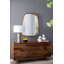 Lampe de table en fer martelé 16 po x H 24,4 po - base en bois de manguier, abat-jour tambour en tissu (assemblage de l'abat-jour requis)