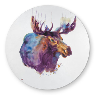 Abstract Moose Round Outdoor Area Rug | Animal Bedroom Decor
