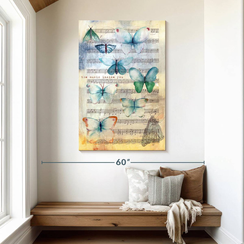 Abarca, musique et papillons, H 48 po x l 32 po