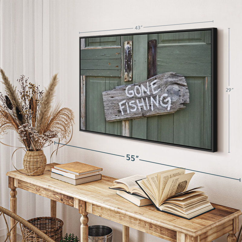 Impression sur toile «Rustic Gone Fishing», H 29 po x l 43 po