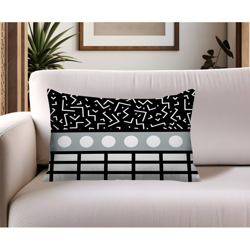 Oreiller rectangulaire réversible intérieur / extérieur Poptik, Gris, Rectangulaire H 18 po x l 25 po