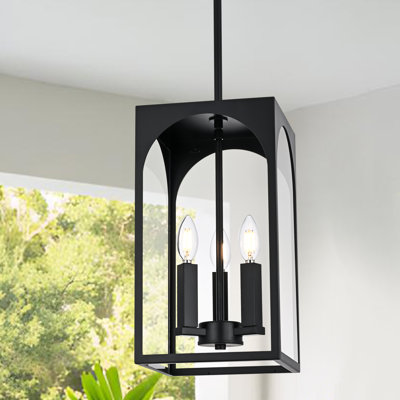 Grand luminaire suspendu d'extérieur 3 lumières, lanterne suspendue d'extérieur, véranda réglable, lampe suspendue noire, lustre extérieur de ferme, fixation au plafond pour patio d'entrée