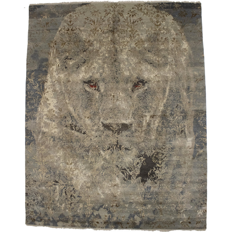 Tapis gris / beige en laine noué à la main Ayr
