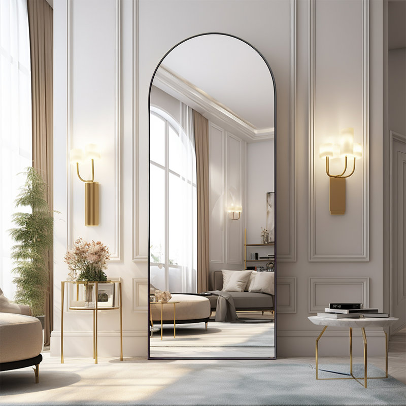 Miroir d'appoint Dronfield, 65 po x 24 po, Noir