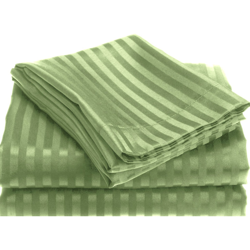 Microfiber Striped Sheet Set, Full/Double, Sage