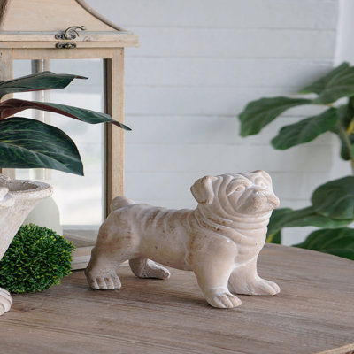 Standing Bulldog Figurine with Natural Beige Finish