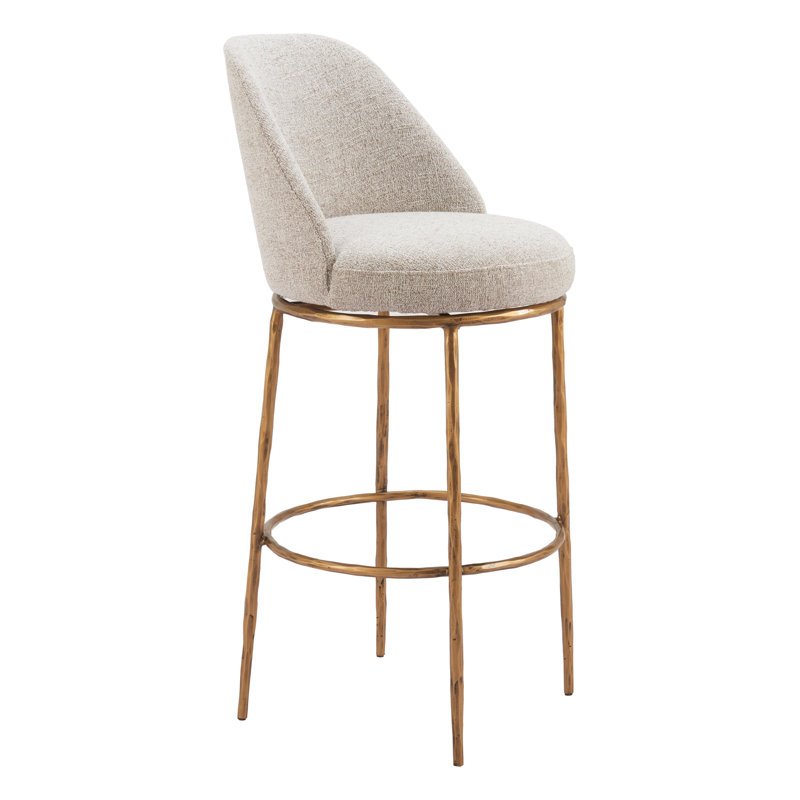 Tabouret de bar pivotant Crush, Beige/or, Tabouret de bar (hauteur de siège 31,5 po)