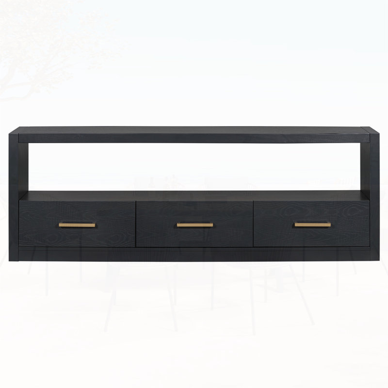Classic Design with Three Drawers and Spacious Surface Console Table, Black