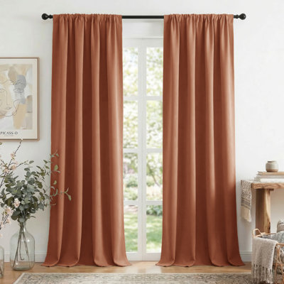 Blackout Curtains for Living Room Thermal Insulation Room Darkening Rod Pocket Drapes(Set of 2)