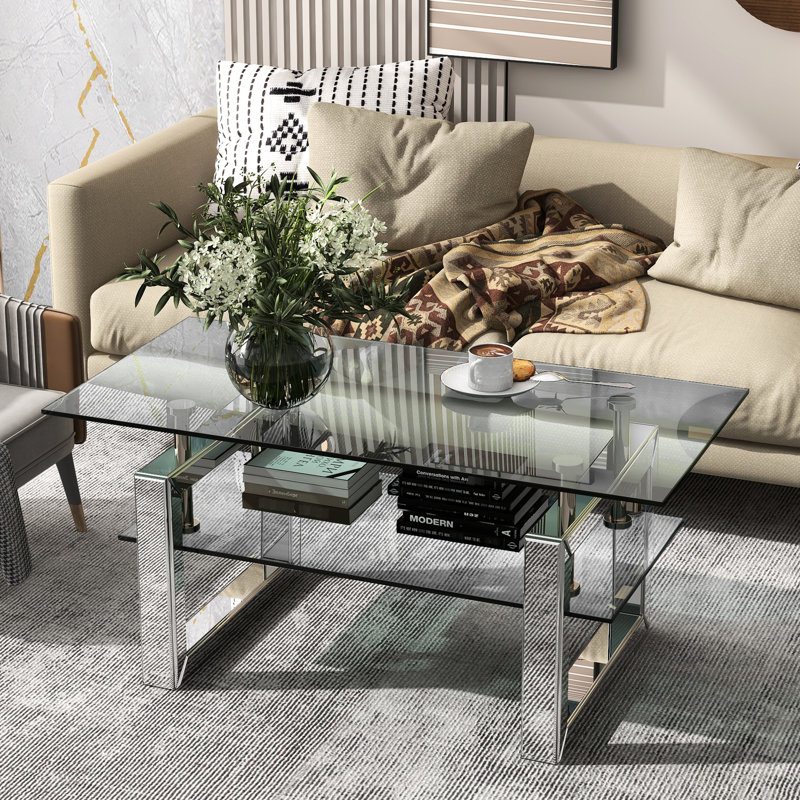 Table basse à miroir avec rangement - moderne et pratique pour bureau de chambre à coucher