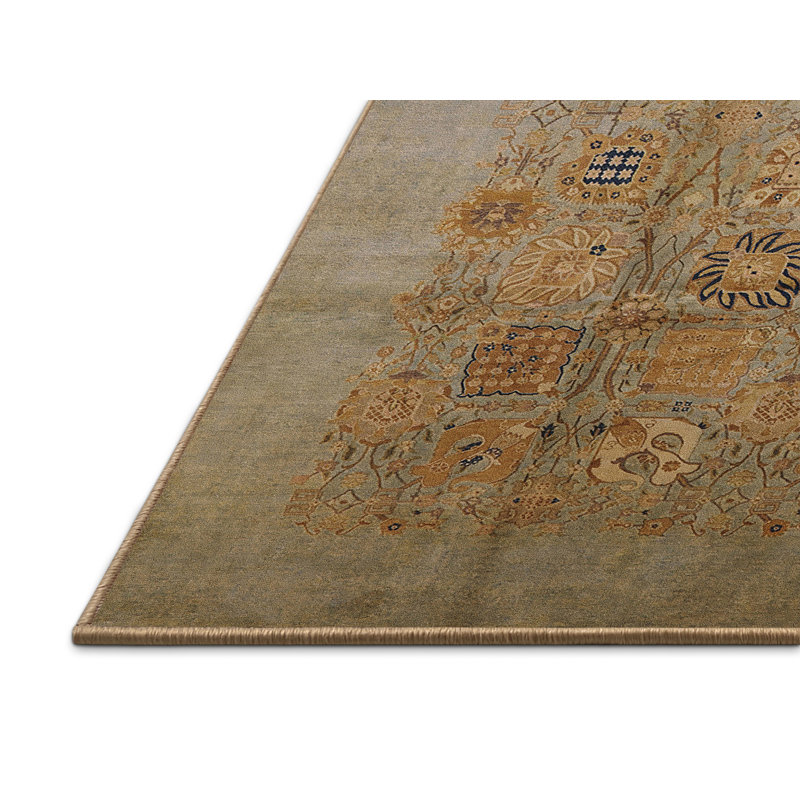 Tapis oriental gris / jaune, Rectangle 4 pi x 6 pi