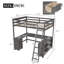 Lit mezzanine double avec U-bureau et tablettes de rangement pour les petites pièces-1555425856