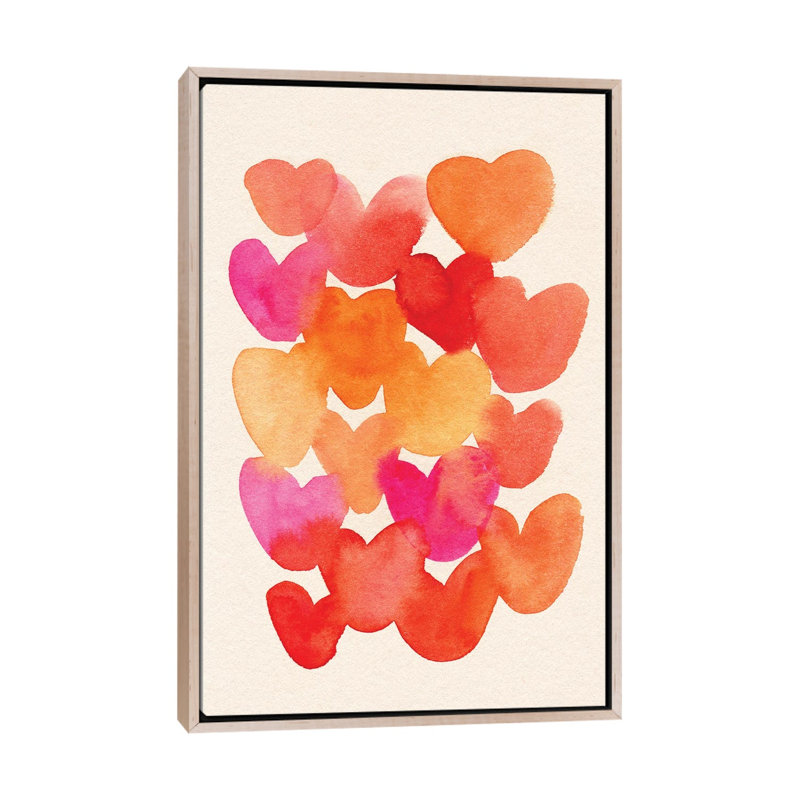 Hearts 1 Piece Wall Art on Canvas, 152.4 cm H x  101.6 cm W  x  4.445 cm D, Natural Wood