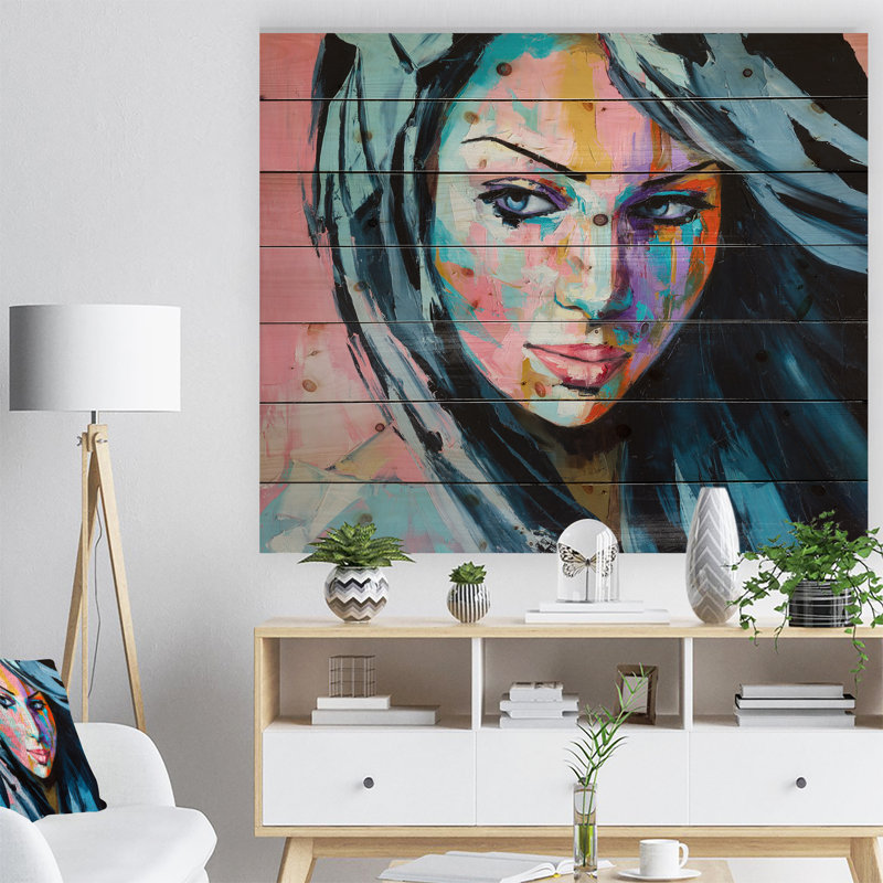 « femme portrait trust me », impression, Bois, H 36 po x l 46 po x P 1,5 po