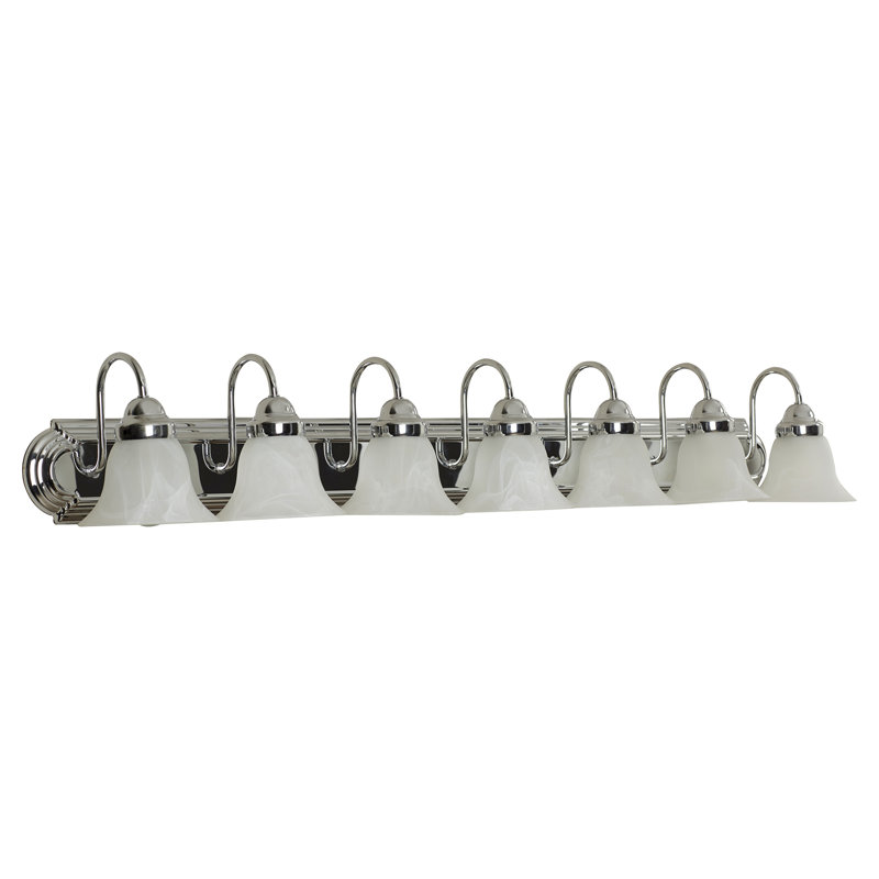 Turcotte 7 - Light Dimmable Vanity Light, 100 Watt (Not Included), Alabaster, Polished Chrome