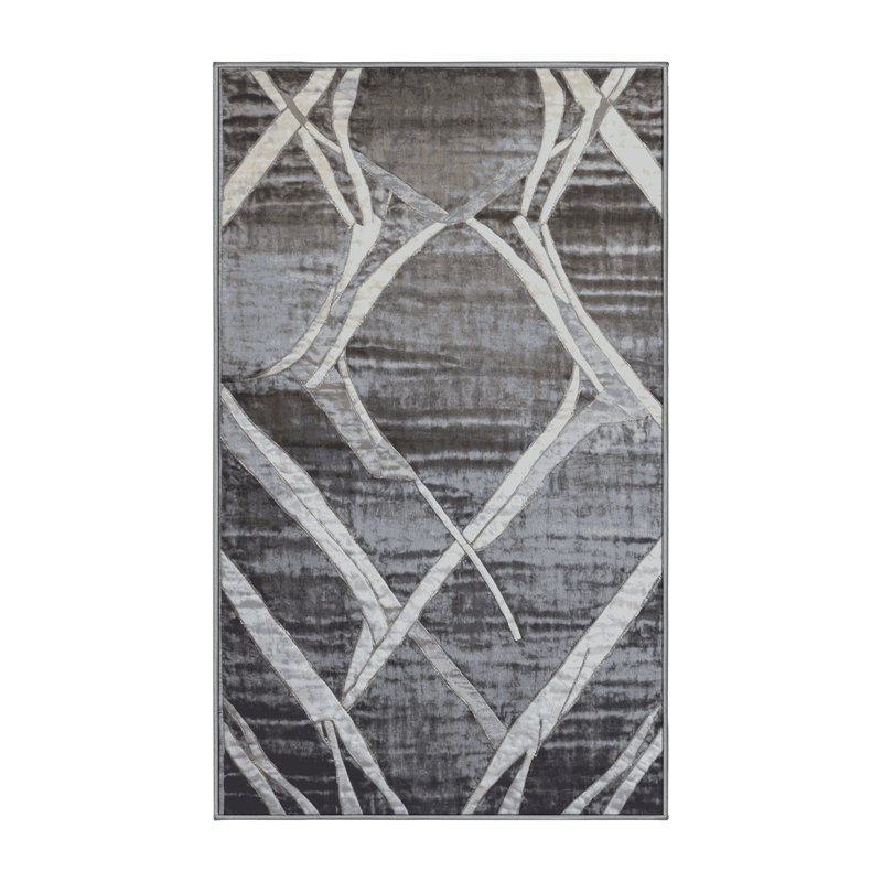 Tapis gris lavable à la machine, Rectangle 5 pi x 7 pi