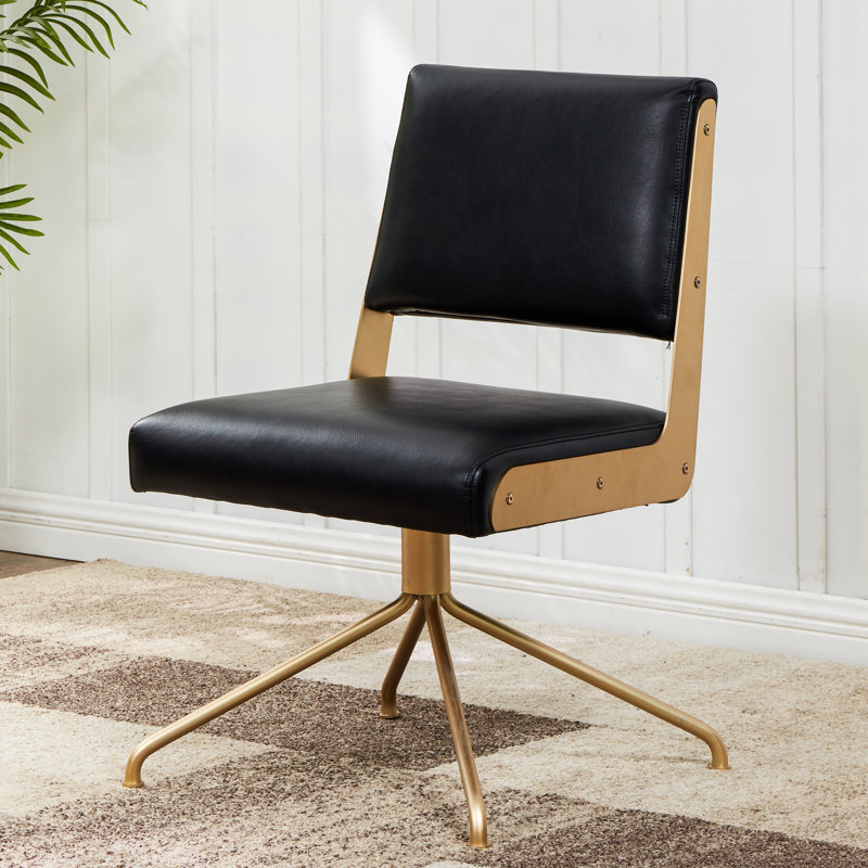 Chaise de bureau pivotante en simili cuir Housley , Or
