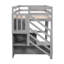 Lit mezzanine simple gris avec escalier de rangement et fenêtre amusante - bois pour chambre à coucher avec espace spacieux-2045295803