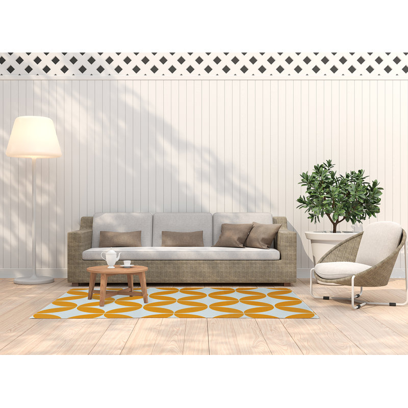 Tapis jaune / blanc en chenille tissé à la machine Borgwald, Rectangle 3 pi x 5 pi