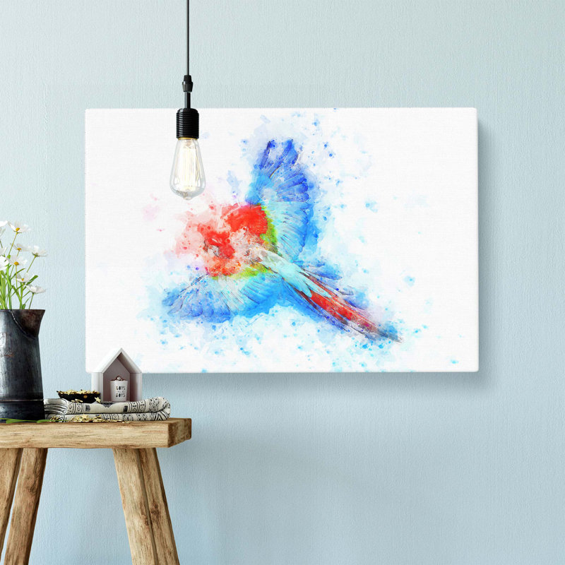 Parrot in Flight in Abstract - Wrapped Canvas Art - Wrapped Canvas, 40cm H x 60cm W x 3cm D