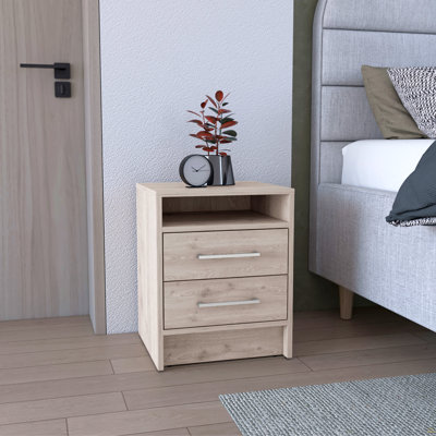 Table de chevet, table de bout, plateau supérieur Eter, deux tiroirs gris clair Eter