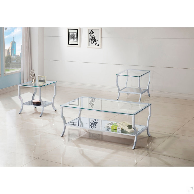 Chrome 3-piece Coffee Table Set