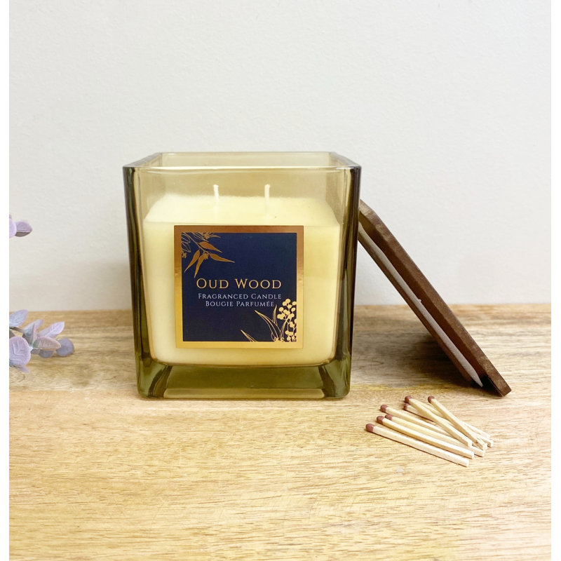Old Wood Scented Jar Candle with Glass Holder