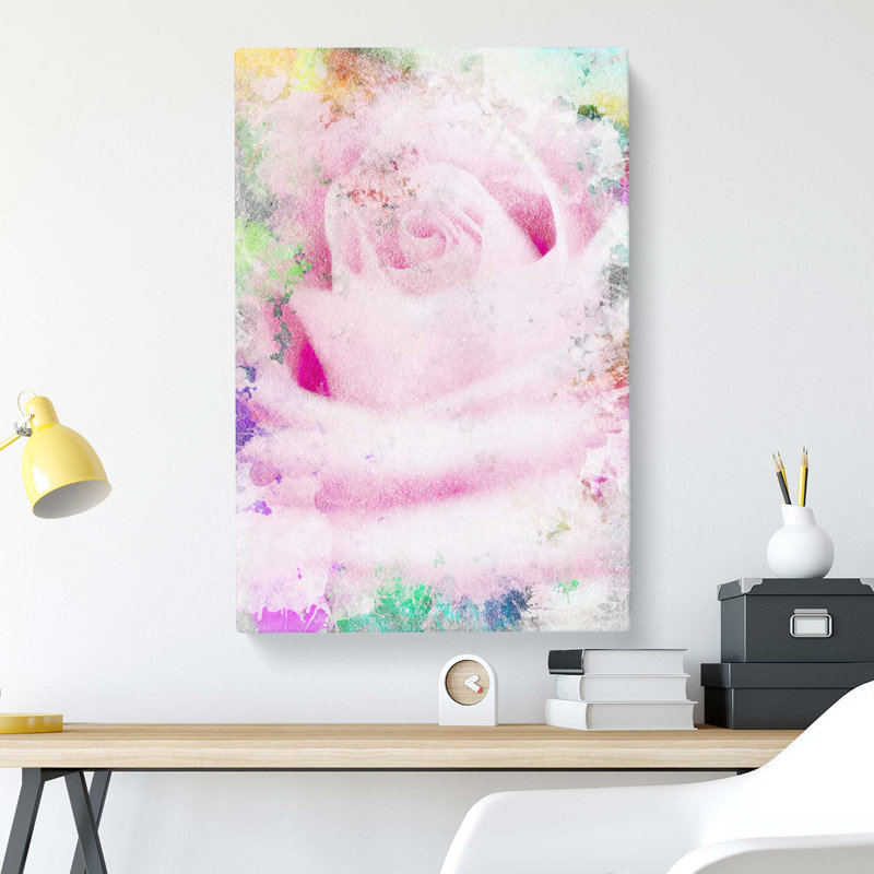 A Sole Pink Rose - Wrapped Canvas, 50.8 cm H x 35.6 cm W