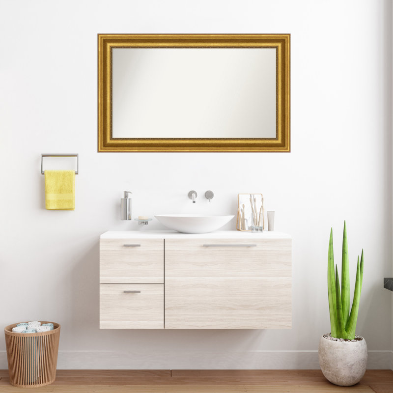 Miroir de salle de bain Jashawna, 25,75 po x 41,75 po, Doré