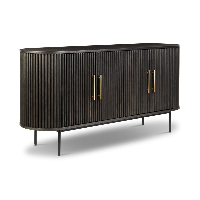Noir 65" Ebony Brown Sideboard With Brass Handles