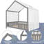 Lit de maison avec baldaquin et balustrades haute sécurité pour enfants Montessori-2007483270
