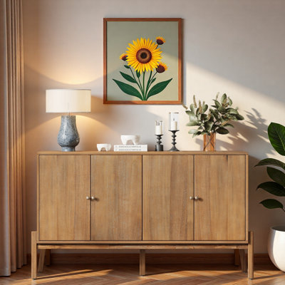 Vintage Sideboard Cabinet with Storage Space and Metal Handles