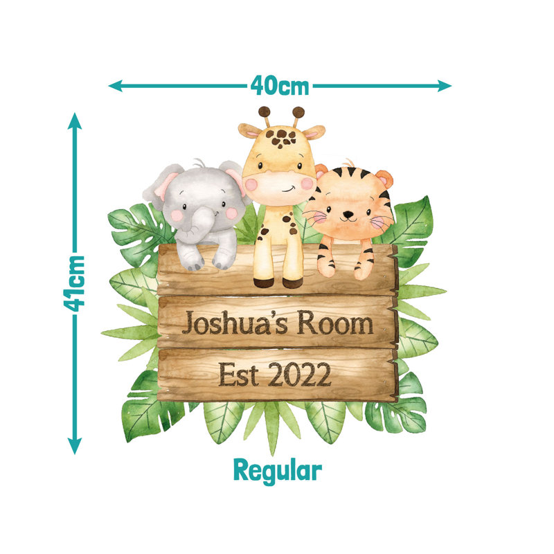 Personalised Safari Sign Wall Sticker, 41cm H x 40cm W, Yes