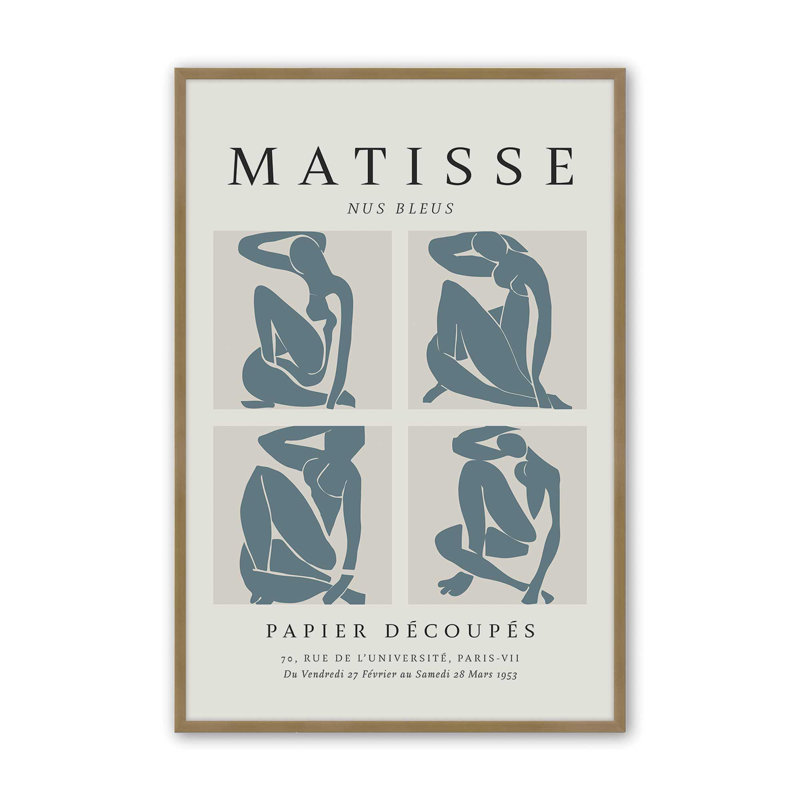 Nus Bleus Matisse Fine Art Poster v2, reproduction dans un cadre, H 25,25 po x l 19,25 po, Or brossé