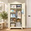 Armoire à outils en acier, hauteur 202,5 ​​cm (79,74 pouces), avec beaucoup de rangement : étagères, panneau perforé et barres, beige.