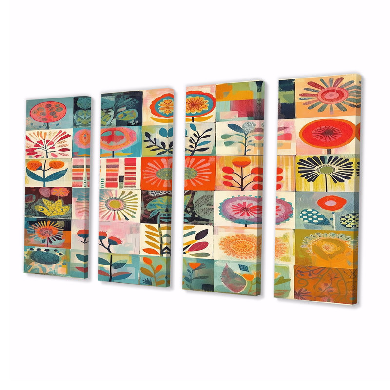 Grimaldi - Ensemble d'art mural 4 fleurs sauvages, H 28 po x l 48 po