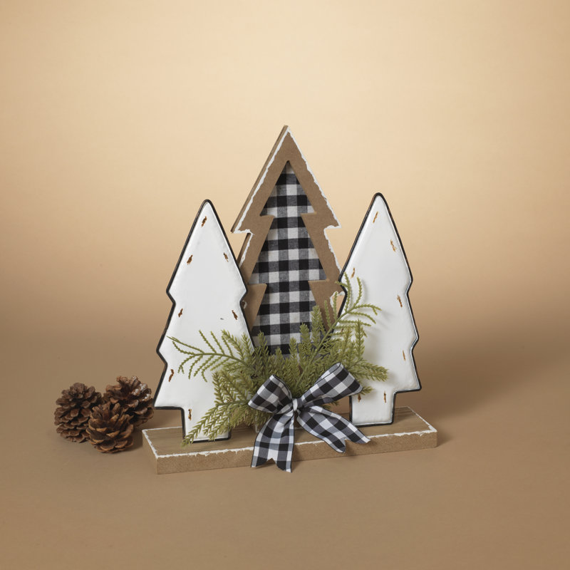 12 po Arbres de Noël en bois avec décorations de Noël