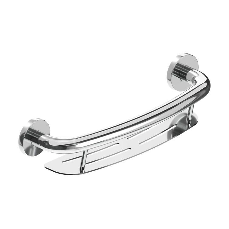 PLUS Shampoo Shelf 16" in Chrome, Decorative Grab Bar with Shelf (500 lb. Capacity)