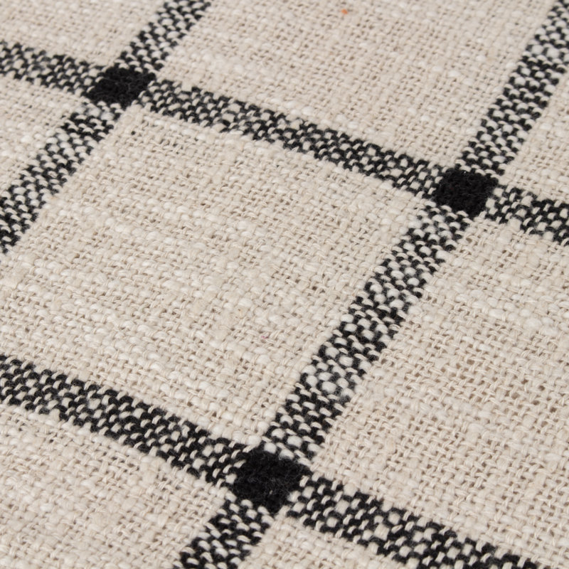 Beni Plain Weave / Muslin Throw Blanket, Natural/Black