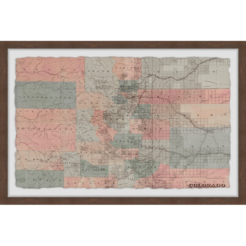Carte rétro du Colorado - impression encadrée sur papier, H 16 po x l 24 po x P 1,5 po