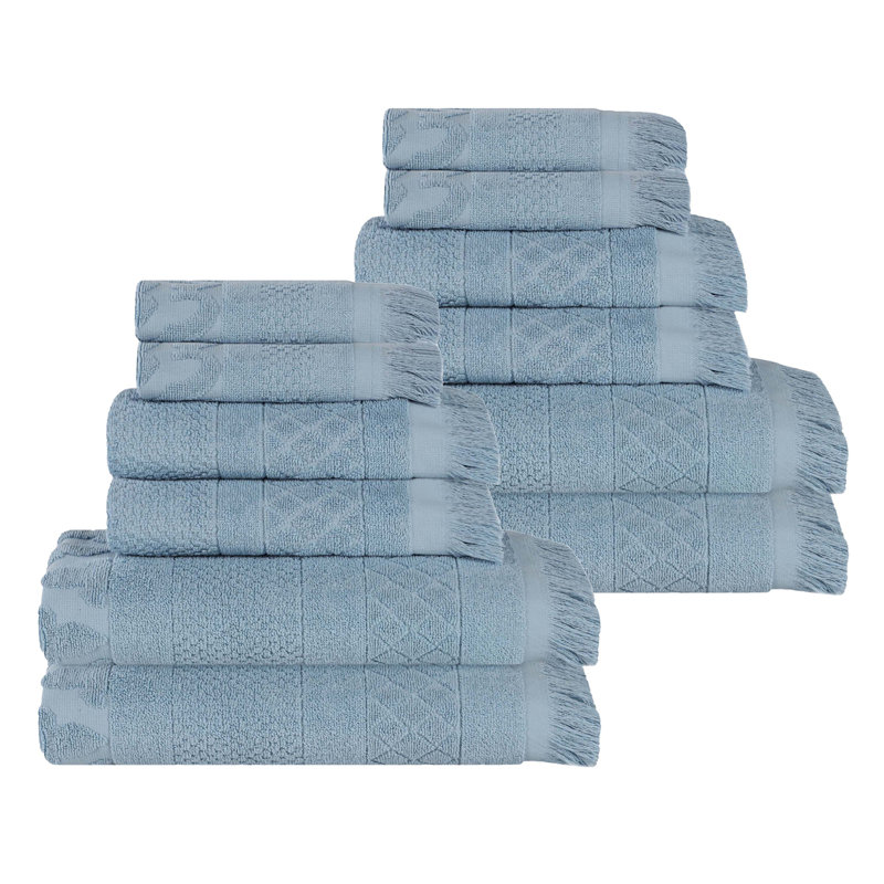 Serviette de bain Rolla, Bleu, Ensemble de serviettes 12 pièces