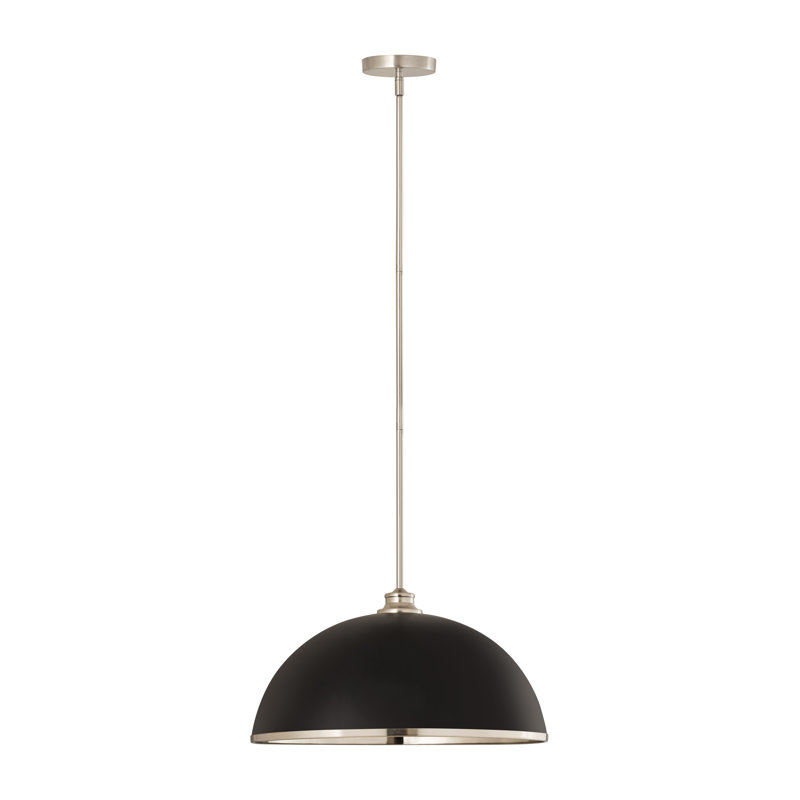 Luminaire suspendu 1 lumière Hagberg, Nickel brossé, Noir mat, H 13 po x l 20 po x P 20 po