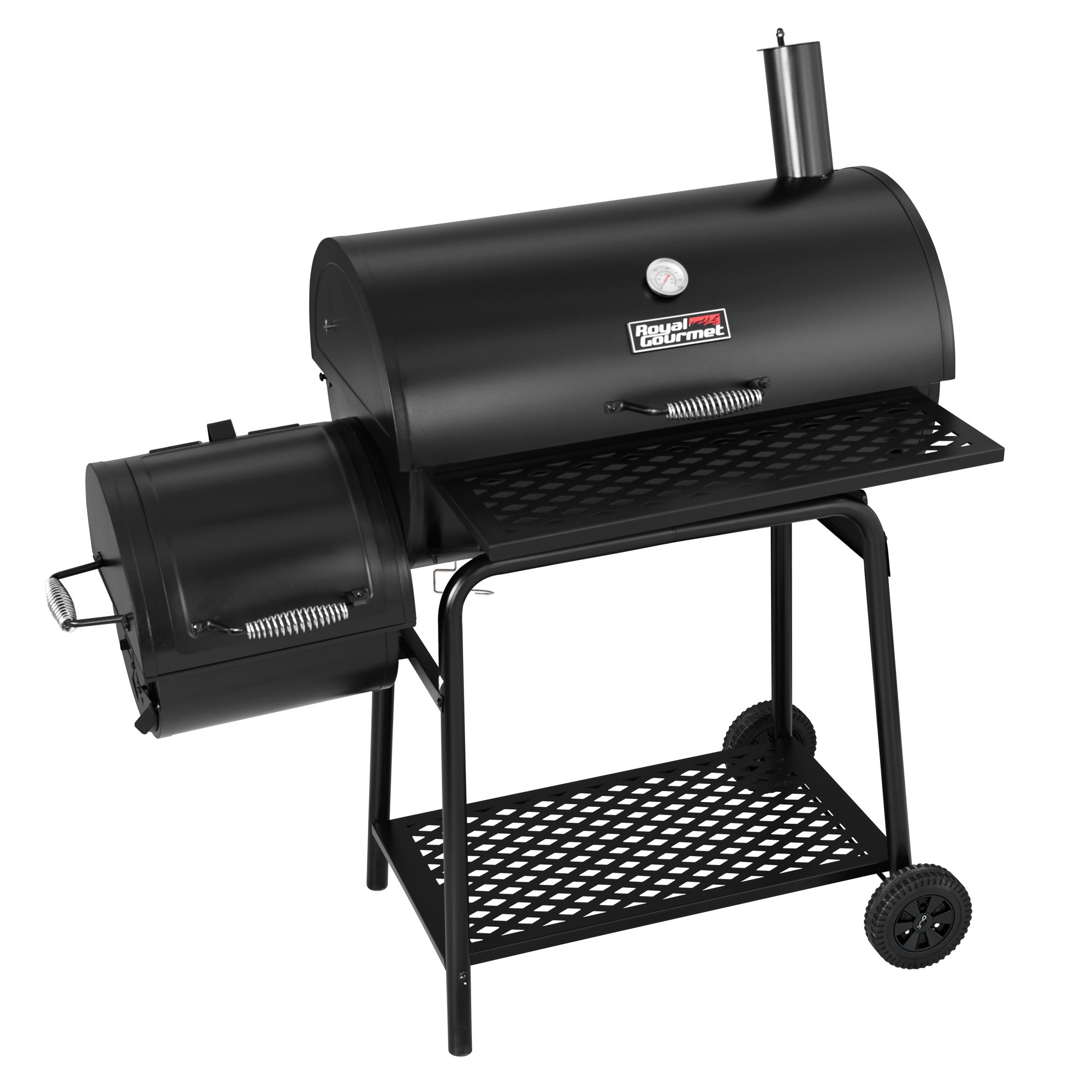 Royal Gourmet 30 Barrel Charcoal Grill with Smoker and Front Table Reviews Wayfair