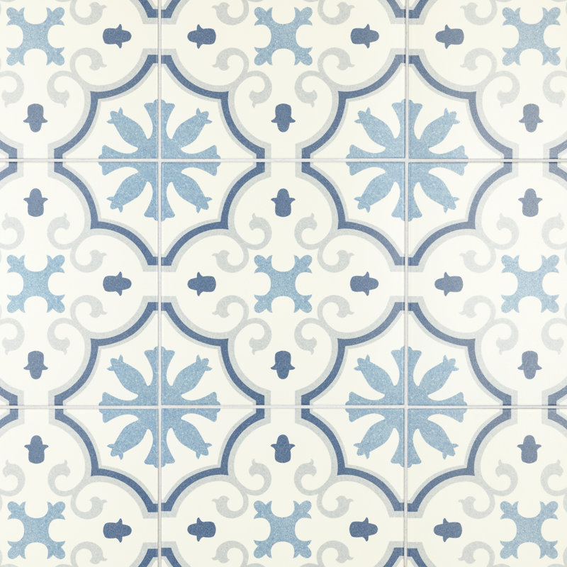 Carreau de porcelaine à motif mural 10 po x 10 po Monteca, Bleu