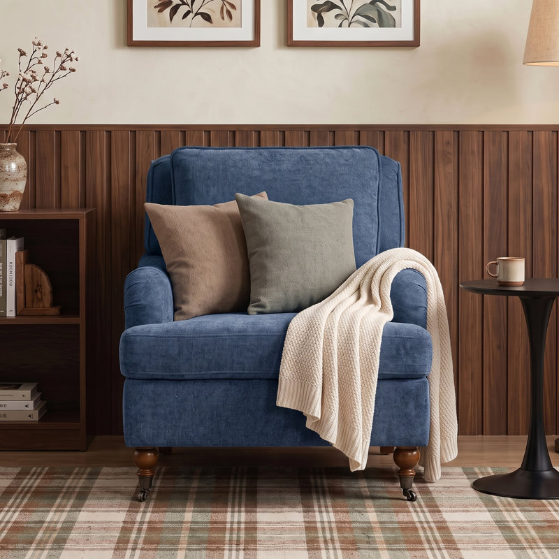 Chaise d'appoint Mid-Century avec coussins, Blue