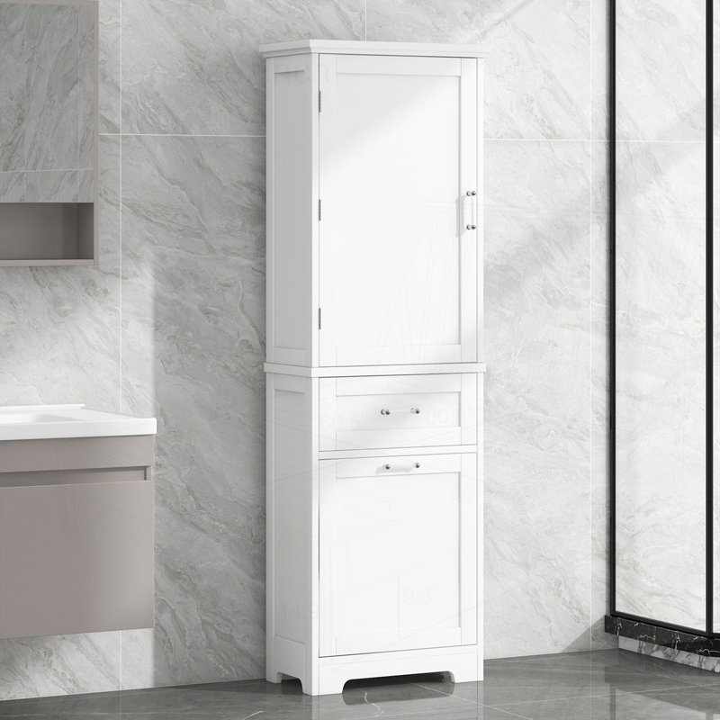 Armoire de rangement autoportante avec tiroir et tablette réglable, Blanc