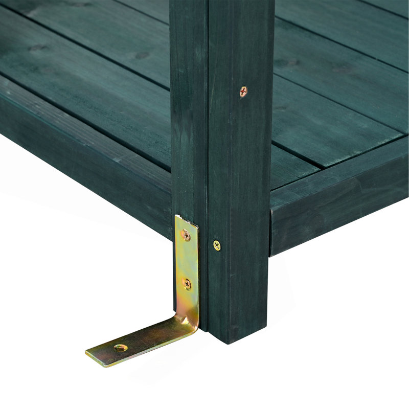 Grande table de rempotage en bois 65 po pour l'extérieur, Dark Green