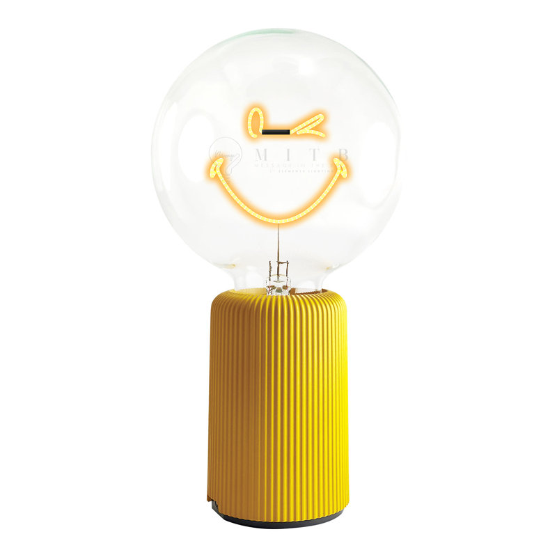 Lampe de table ambre avec base SMILEY, Jaune, H 19 po x l 4,92 po x P 13 po